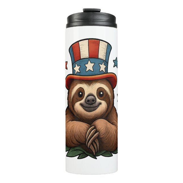 Sloth 4th of July Thermal Tumbler (Front)