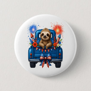 Sloth 4th of July Usa 2 Inch Round Button
