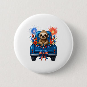 Sloth 4th of July Usa 2 Inch Round Button