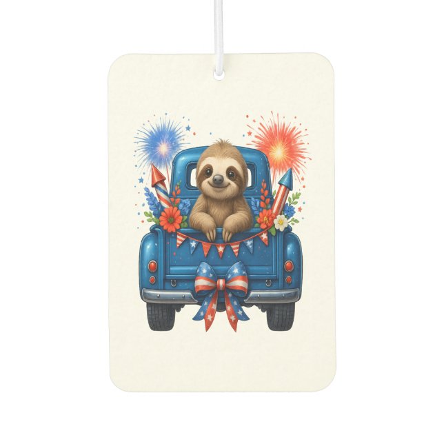 Sloth 4th of July Usa Air Freshener (Front)