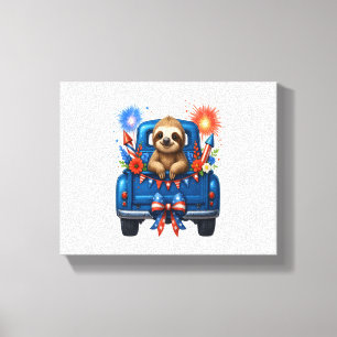 Sloth 4th of July Usa Canvas Print