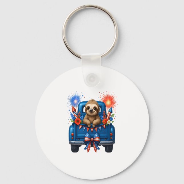 Sloth 4th of July Usa Keychain (Front)