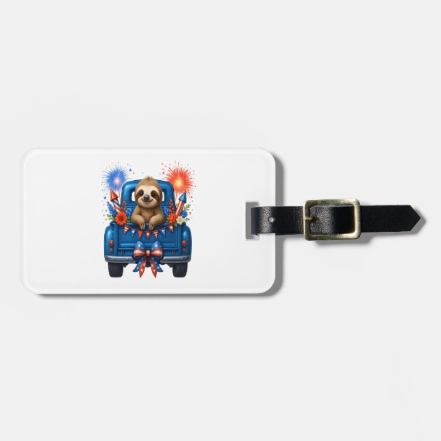 Sloth 4th of July Usa Luggage Tag (Front Horizontal)