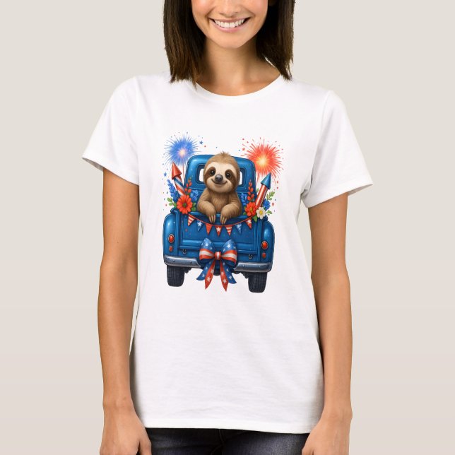 Sloth 4th of July Usa T-Shirt (Front)