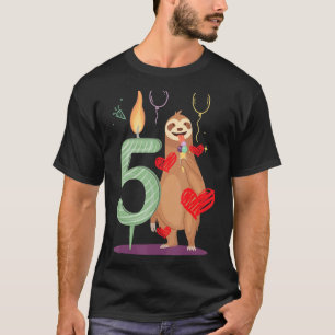 Sloth 5th Birthday Lazy Sloths Animal Graphic T-Shirt