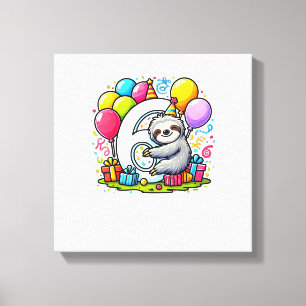 Sloth 6th birthday for boy girl 6 years old sixth canvas print