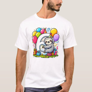 Sloth 6th birthday for boy girl 6 years old sixth  T-Shirt