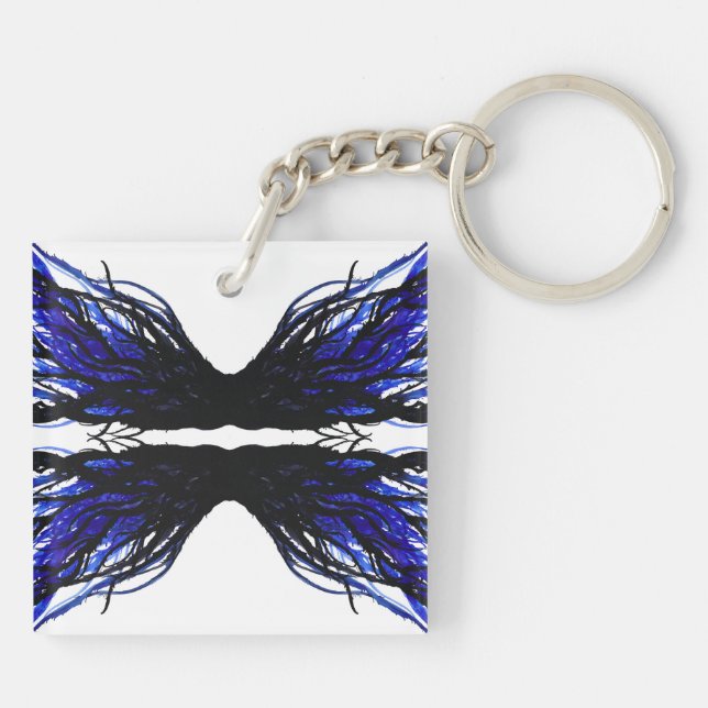 Sloth Abstract 7 Deadly Sins Alcohol Ink Art Keychain (Back)