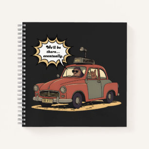 Sloth and Bunny Cartoon Road Trip Adventure Notebook