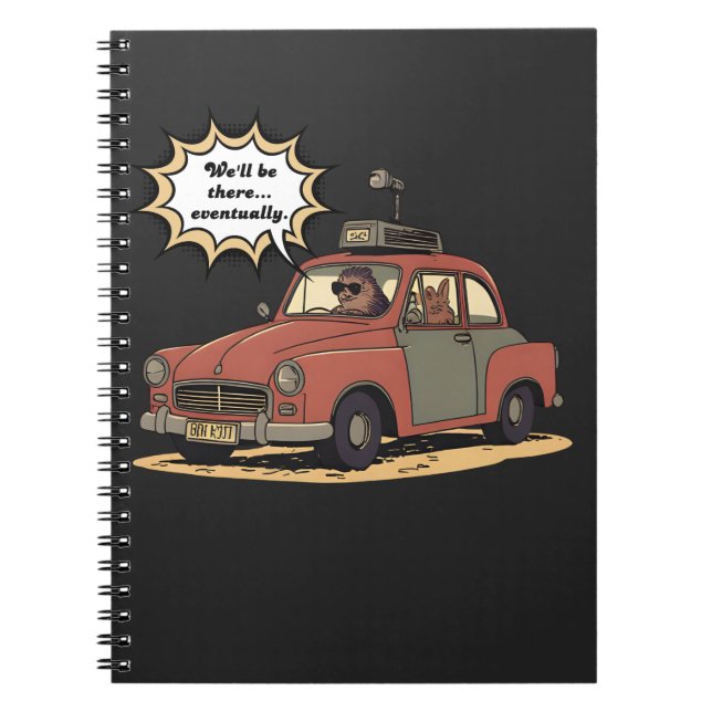 Sloth and Bunny Cartoon Road Trip Adventure Notebook (Front)