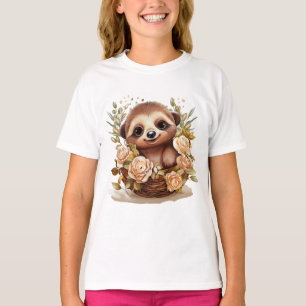 Sloth and Flowers  T-Shirt
