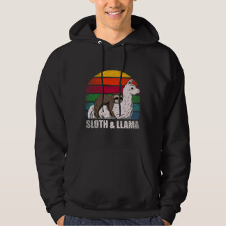 Sloth And Llama Retro Sunset Hoodie