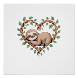 Sloth Animal Lover Artwork Tropical Graphic Art Fu Poster