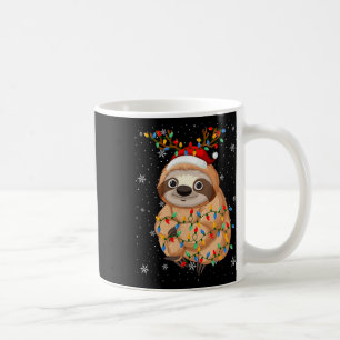 Sloth Animal Santa Hat Ugly Christmas Tree Lights Coffee Mug