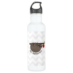 Sloth Apple Tree Chevron Personalized Teacher 710 Ml Water Bottle