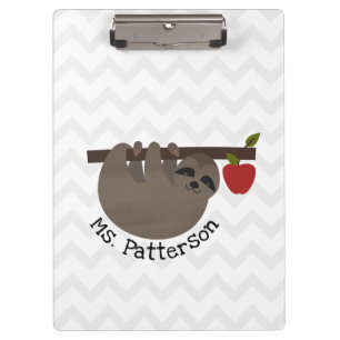Sloth Apple Tree Chevron Teacher Clipboard