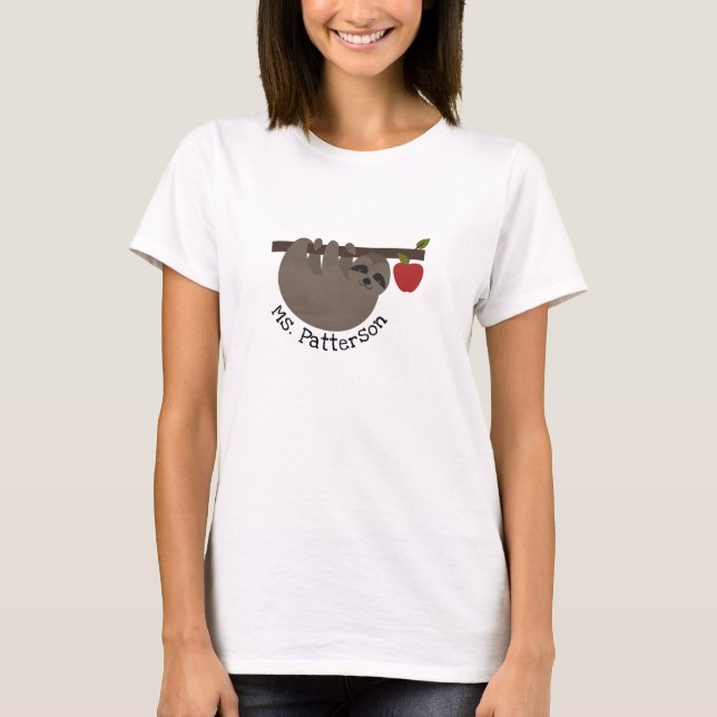 Sloth Apple Tree Teacher T-Shirt (Front)
