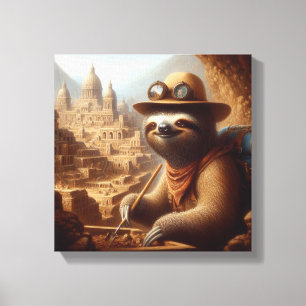 Sloth Archaeologist Canvas Print