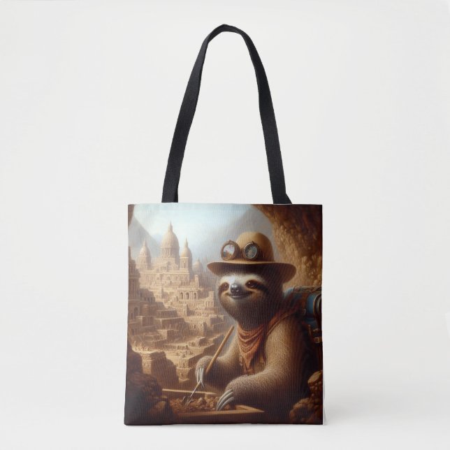 Sloth Archaeologist Tote Bag (Front)