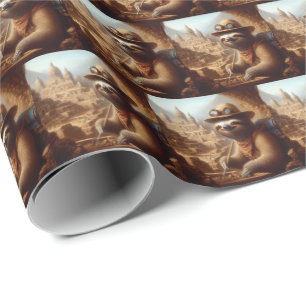 Sloth Archaeologist Wrapping Paper
