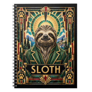 Sloth, Art Deco Wildlife Notebook