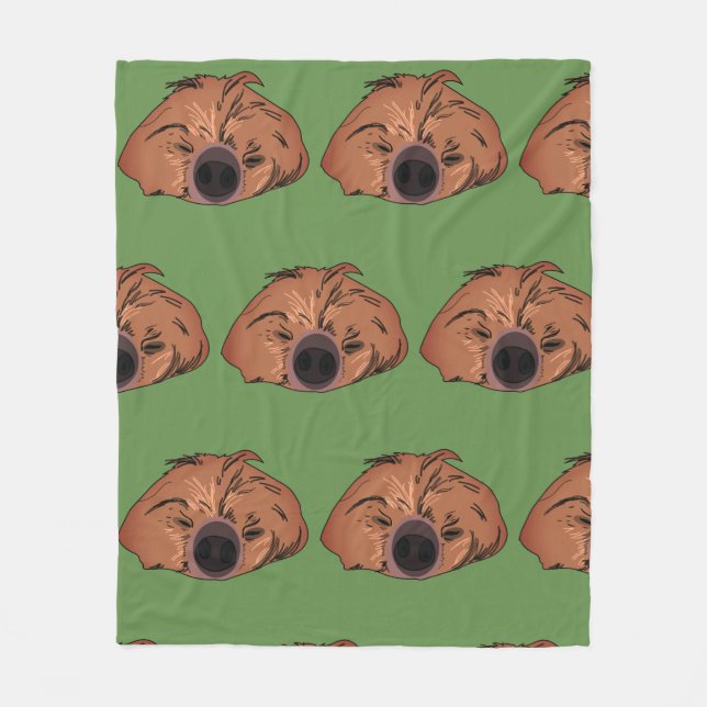 Sloth Art, Sleeping Sloth Fleece Blanket (Front)