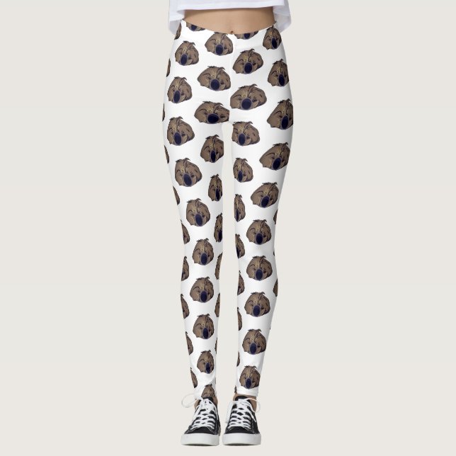 Sloth Art, Sleeping Sloth Head Leggings (Front)