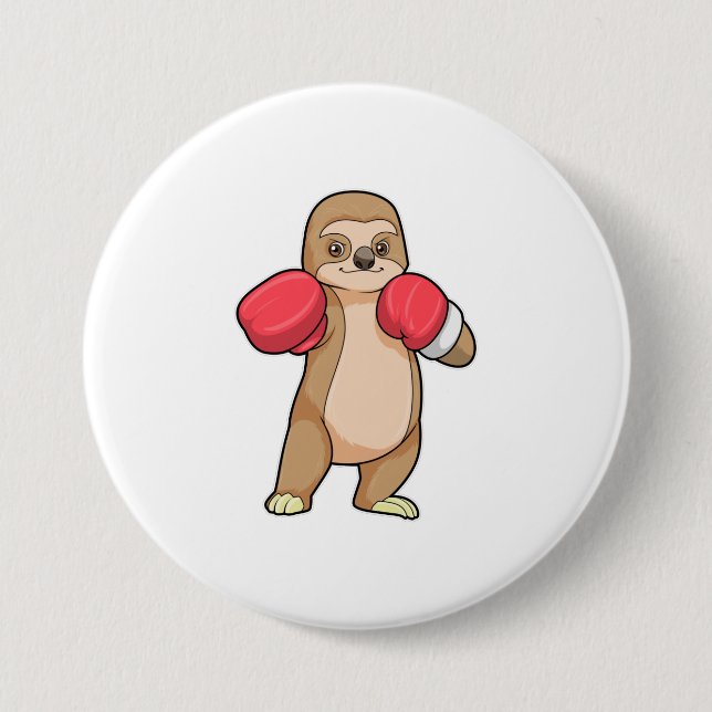 Sloth as Boxer with Boxing gloves 3 Inch Round Button (Front)