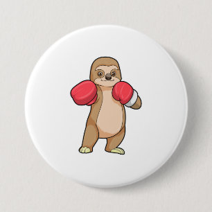 Sloth as Boxer with Boxing gloves 3 Inch Round Button