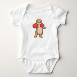 Sloth as Boxer with Boxing gloves Baby Bodysuit
