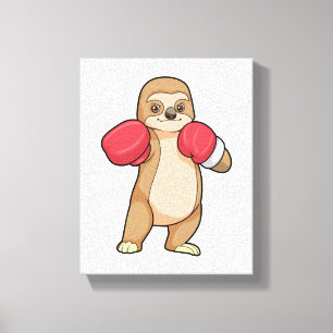 Sloth as Boxer with Boxing gloves Canvas Print