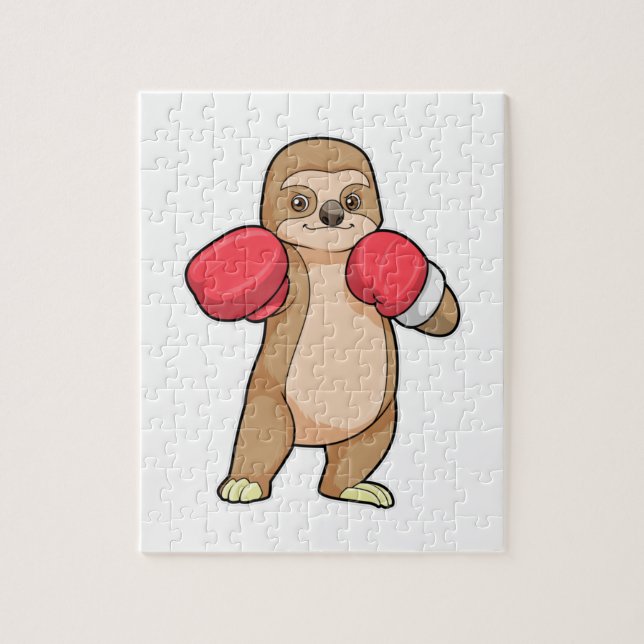 Sloth as Boxer with Boxing gloves Jigsaw Puzzle (Vertical)