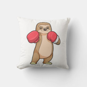 Sloth as Boxer with Boxing gloves Throw Pillow