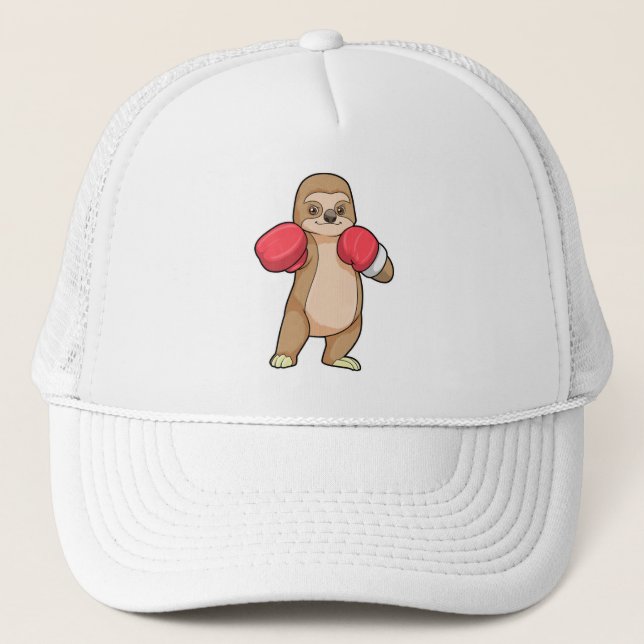 Sloth as Boxer with Boxing gloves Trucker Hat (Front)