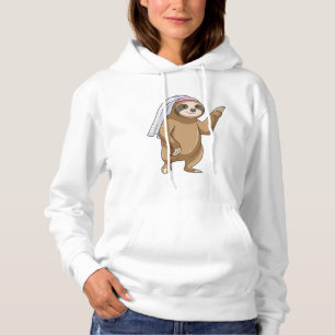 Sloth as Bride with Veil Hoodie