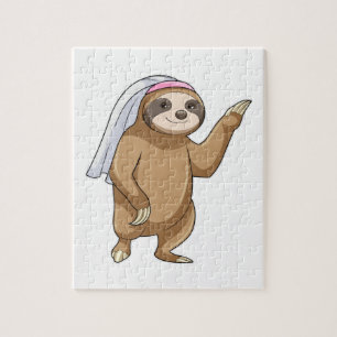 Sloth as Bride with Veil Jigsaw Puzzle