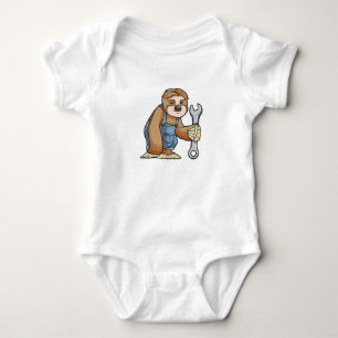 Sloth as Craftsman with Wrench Baby Bodysuit