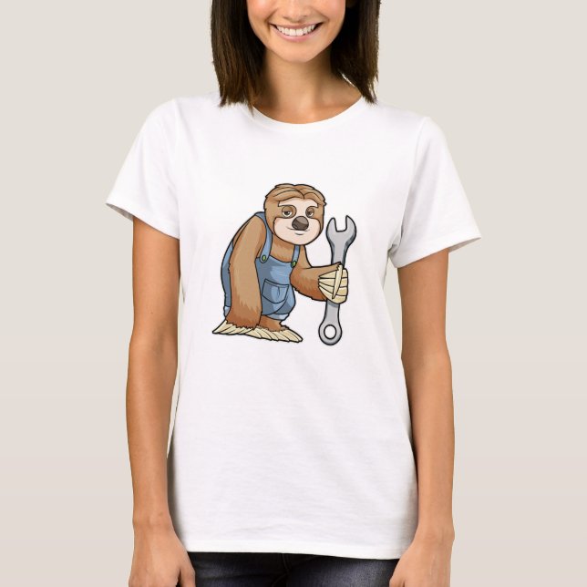 Sloth as Craftsman with Wrench T-Shirt (Front)