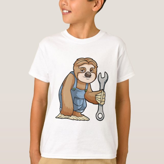 Sloth as Craftsman with Wrench T-Shirt (Front)
