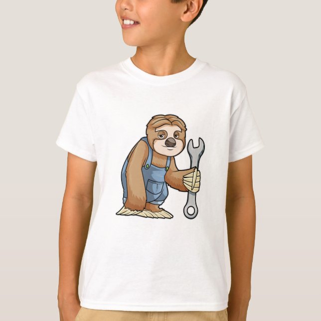 Sloth as Craftsman with Wrench T-Shirt (Front)