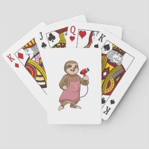 Sloth as Hair stylist with Hairdryer Playing Cards