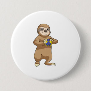 Sloth as Handball player with Handball 3 Inch Round Button