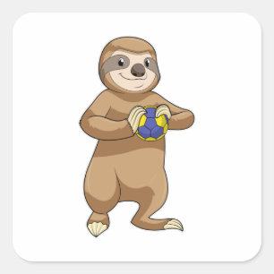 Sloth as Handball player with Handball Square Sticker