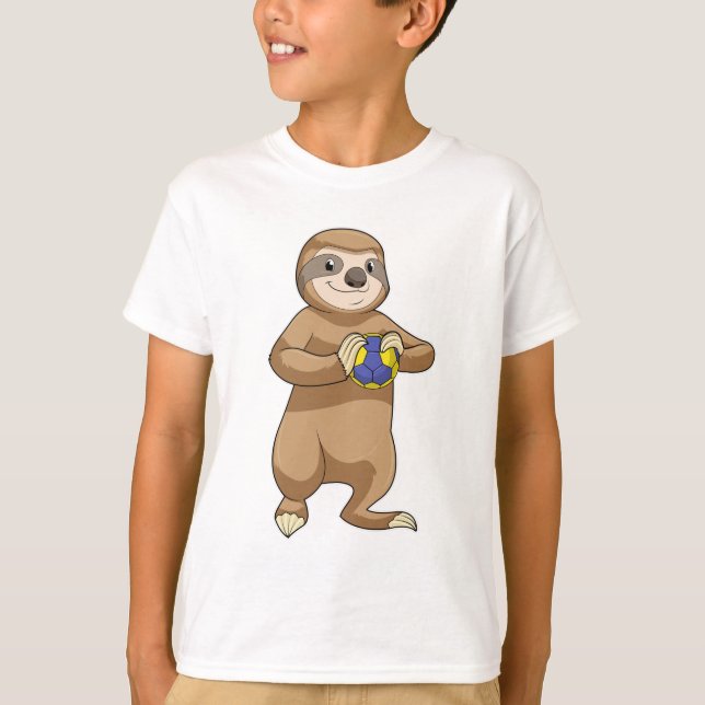Sloth as Handball player with Handball T-Shirt (Front)