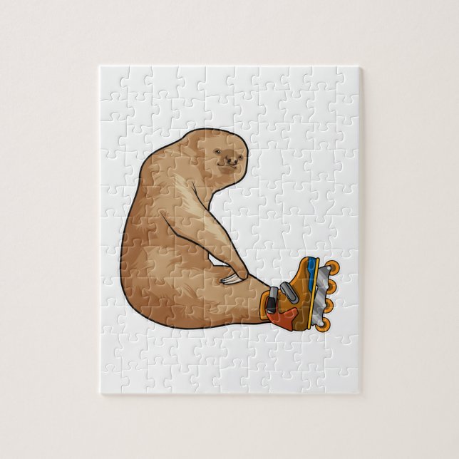 Sloth as Inline skater with Inline skates Jigsaw Puzzle (Vertical)