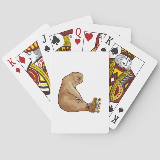 Sloth as Inline skater with Inline skates Playing Cards (Back)