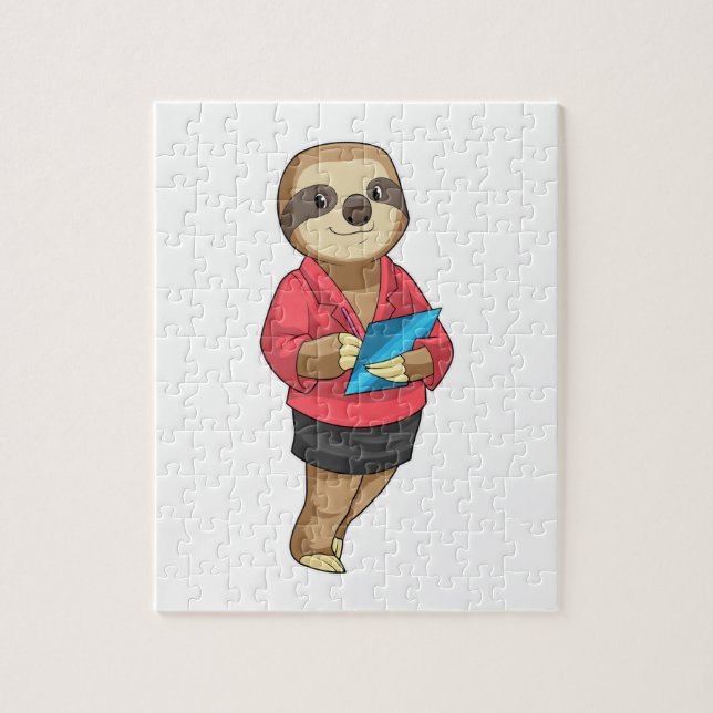 Sloth as Secretary with Notepad Jigsaw Puzzle (Vertical)