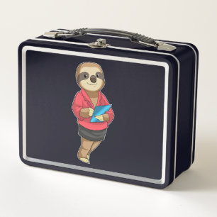 Sloth as Secretary with Notepad Metal Lunch Box