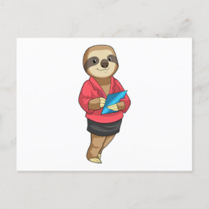 Sloth as Secretary with Notepad Postcard