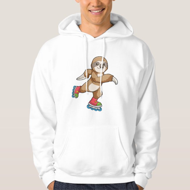 Sloth as Skater with Inline skates Hoodie (Front)
